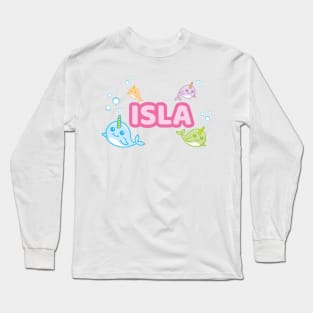 Personalised 'Isla' Narwhal (Sea Unicorn) Design Long Sleeve T-Shirt